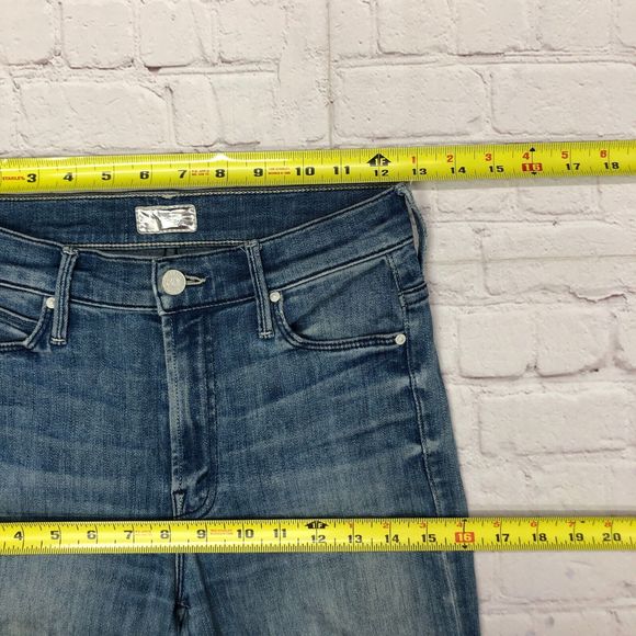 Mother Women Stunner Zip Ankle Step Fray Jeans Size 24 Blue Denim M120 -26 - Picture 3 of 16